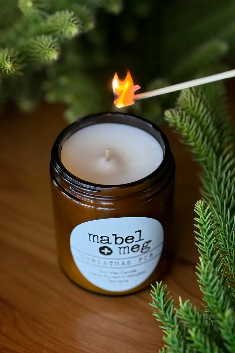 Scented Candle by Mabel + Meg in Christmas Fir Classic top 3/4 view