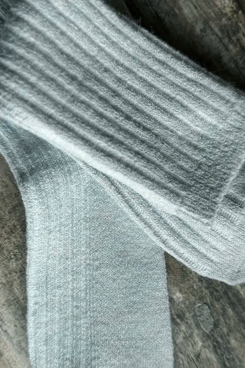 Wool Blend Crew Socks in Ice Grey by Mabel + Meg detailed view\