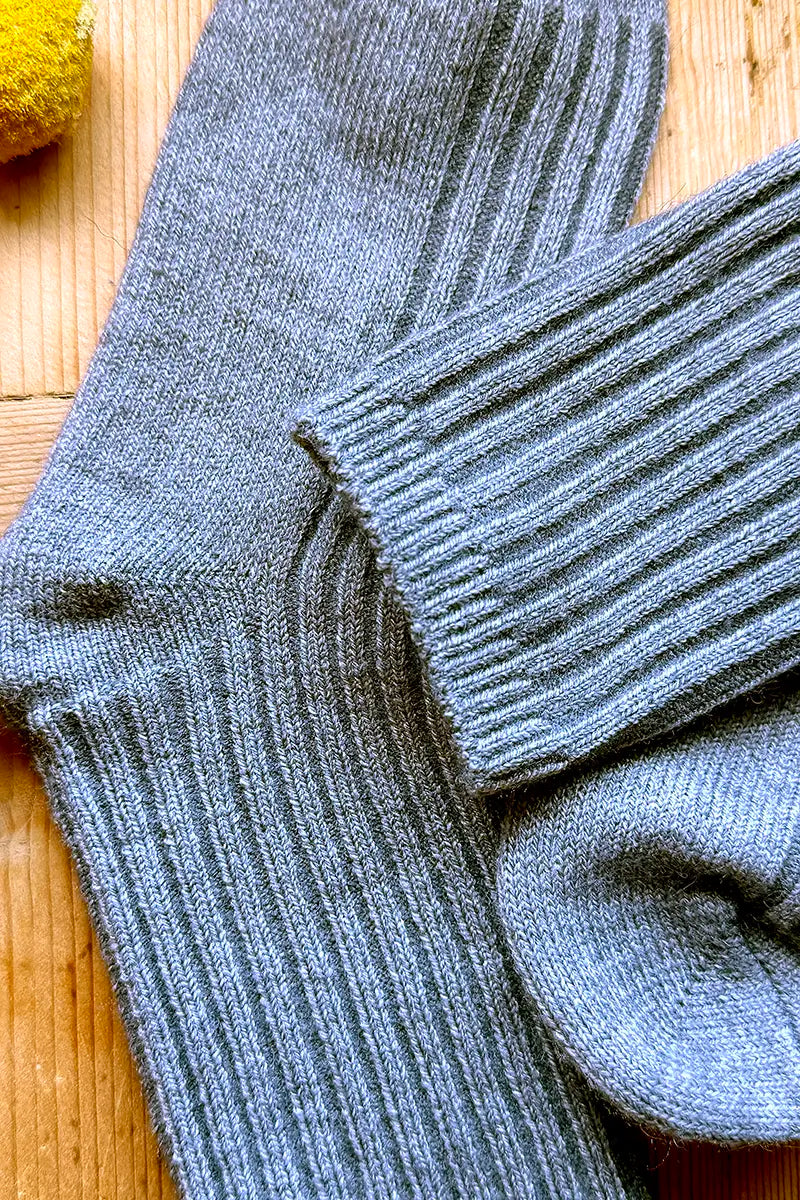 Wool Blend Crew Socks in Dark Grey by Mabel + Meg detailed view