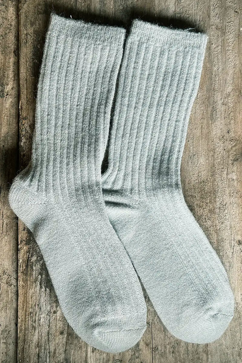 Wool Blend Crew Socks in Ice Grey by Mabel + Meg