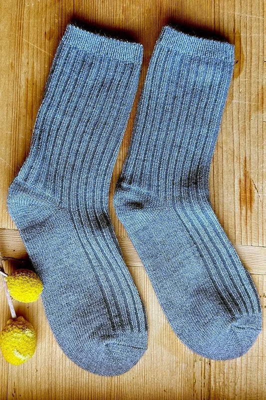 Wool Blend Crew Socks in Dark Grey by Mabel + Meg pair