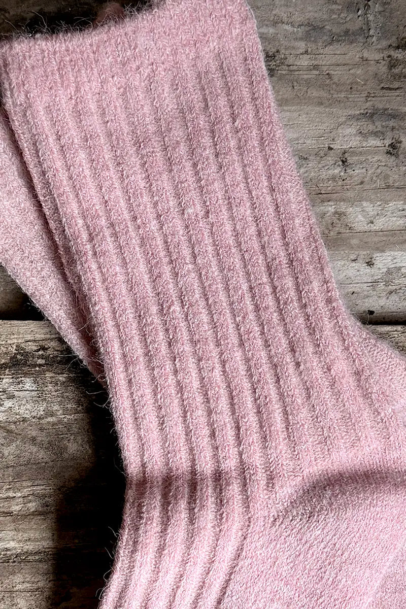 Wool Blend Crew Socks in Pink by Mabel + Meg detailed view